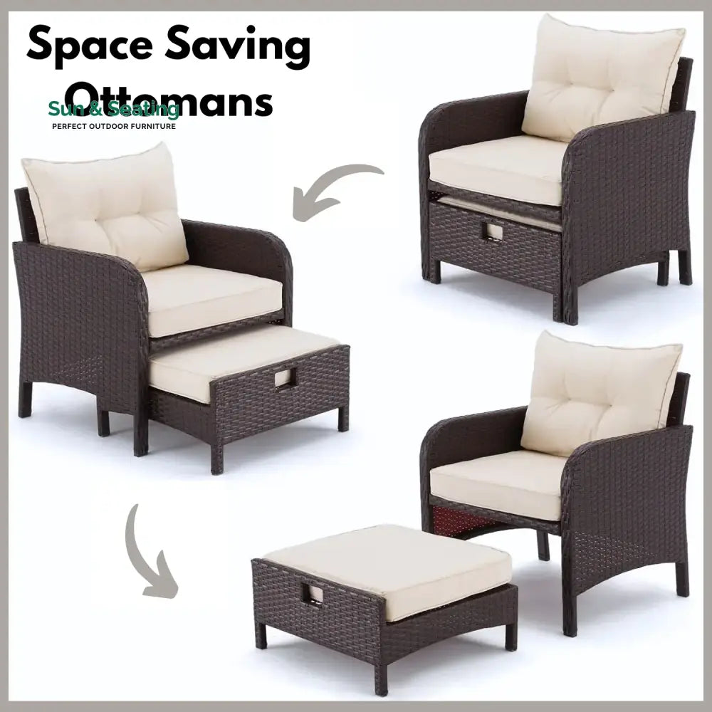 Geetika Outdoor 5 Piece Patio Wicker Furniture Set Patio Sofa Set