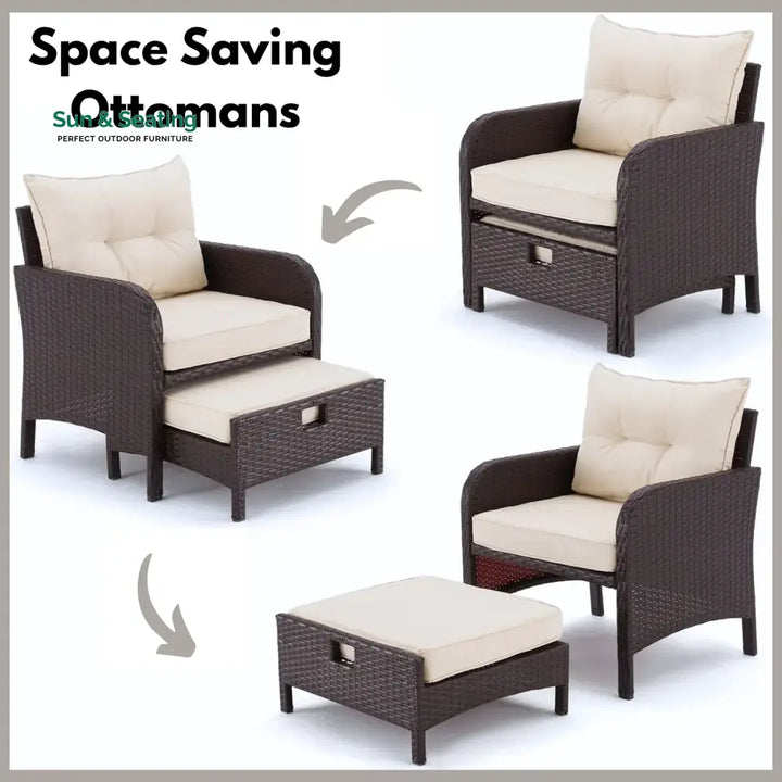 Geetika Outdoor 5 Piece Patio Wicker Furniture Set Patio Sofa Set