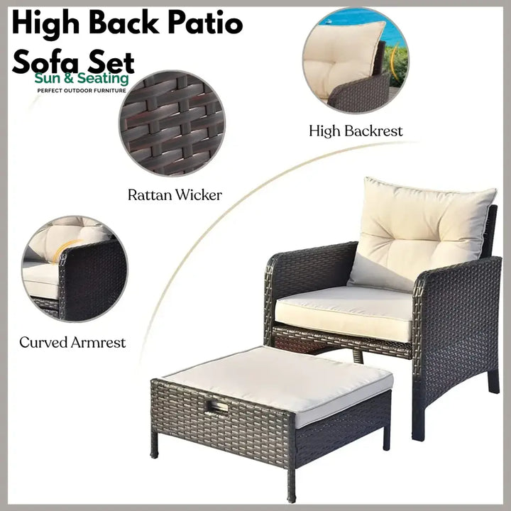 Geetika Outdoor 5 Piece Patio Wicker Furniture Set Patio Sofa Set