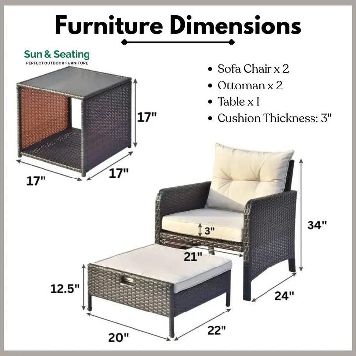 Geetika Outdoor 5 Piece Patio Wicker Furniture Set Patio Sofa Set