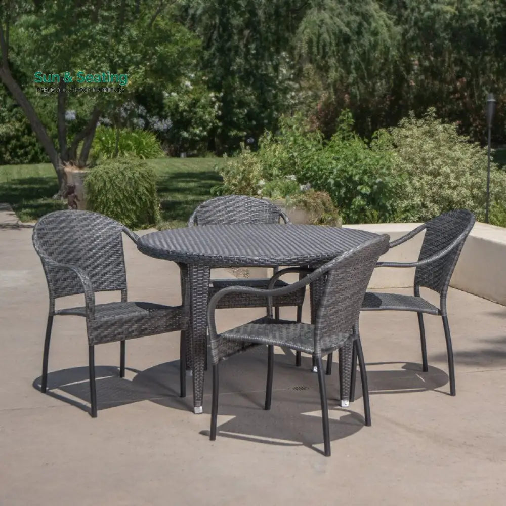 Gelli Outdoor Garden Patio Dining Set 4 Chairs and 1 Table (Gray) Dining sets
