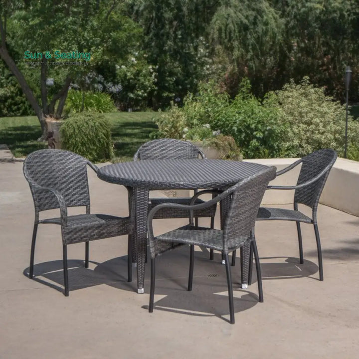 Gelli Outdoor Garden Patio Dining Set 4 Chairs and 1 Table (Gray) Dining sets