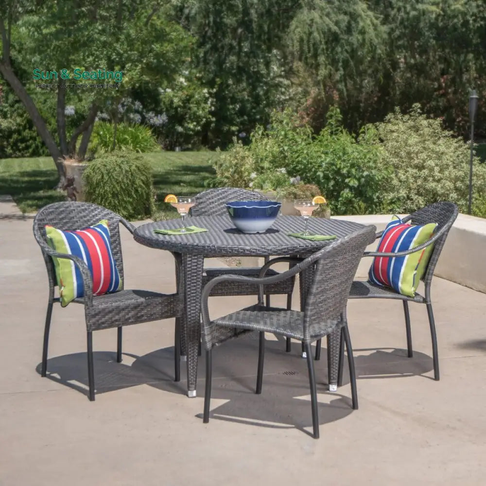 Gelli Outdoor Garden Patio Dining Set 4 Chairs and 1 Table (Gray) Dining sets