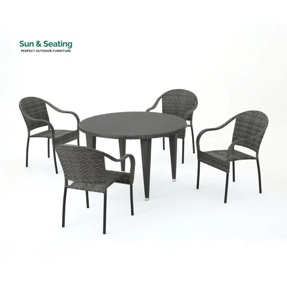 Gelli Outdoor Garden Patio Dining Set 4 Chairs and 1 Table (Gray) Dining sets