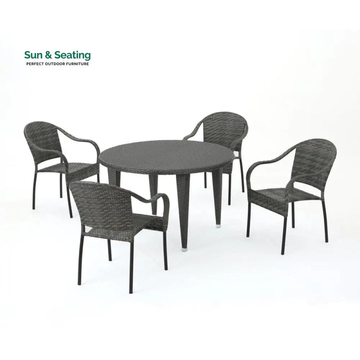 Gelli Outdoor Garden Patio Dining Set 4 Chairs and 1 Table (Gray) Dining sets