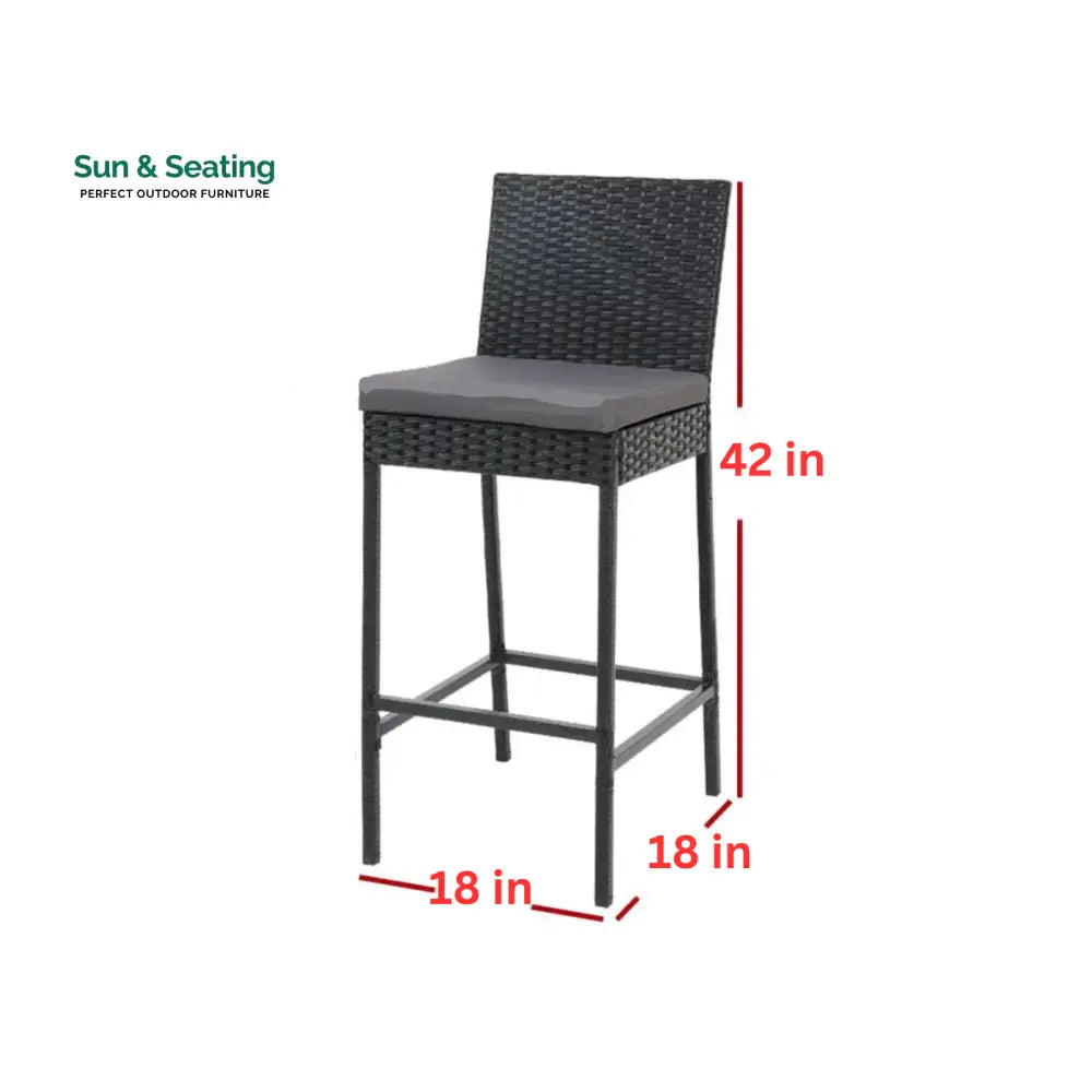 Gelt Outdoor Patio Bar Chair 4 Chairs For Balcony (Black) Bar Sets