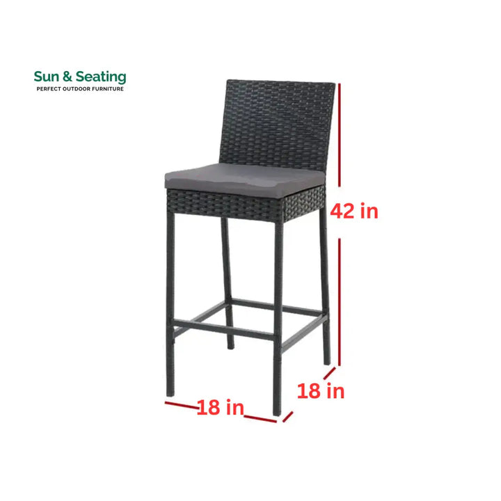 Gelt Outdoor Patio Bar Chair 4 Chairs For Balcony (Black) Bar Sets