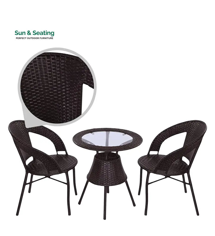Gem Outdoor Patio Seating Set 2 Chairs and 1 Table Set (Brown) Coffee Table Sets