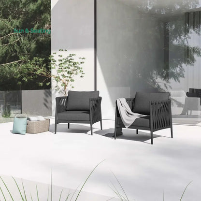 Gene Outdoor Garden Balcony Sofa Set 2 Single seater Set (Dark Grey) Sofa Sets