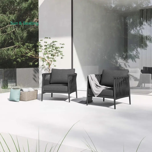 Gene Outdoor Garden Balcony Sofa Set 2 Single seater Set (Dark Grey) Sofa Sets