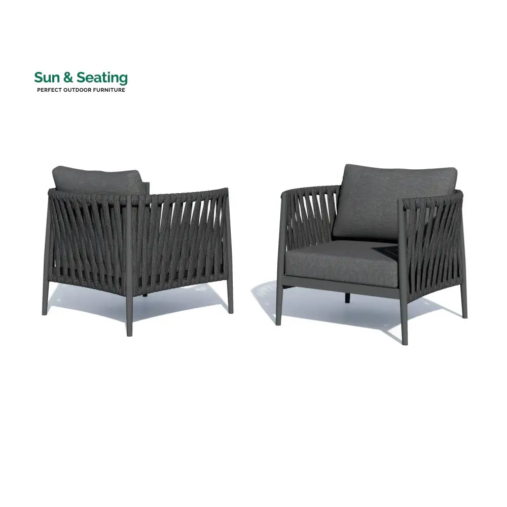 Gene Outdoor Garden Balcony Sofa Set 2 Single seater Set (Dark Grey) Sofa Sets