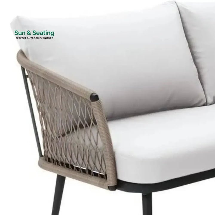 Genevieve Outdoor L-Shape All Weather Handwoven Rope Sofa Set Sofa Set