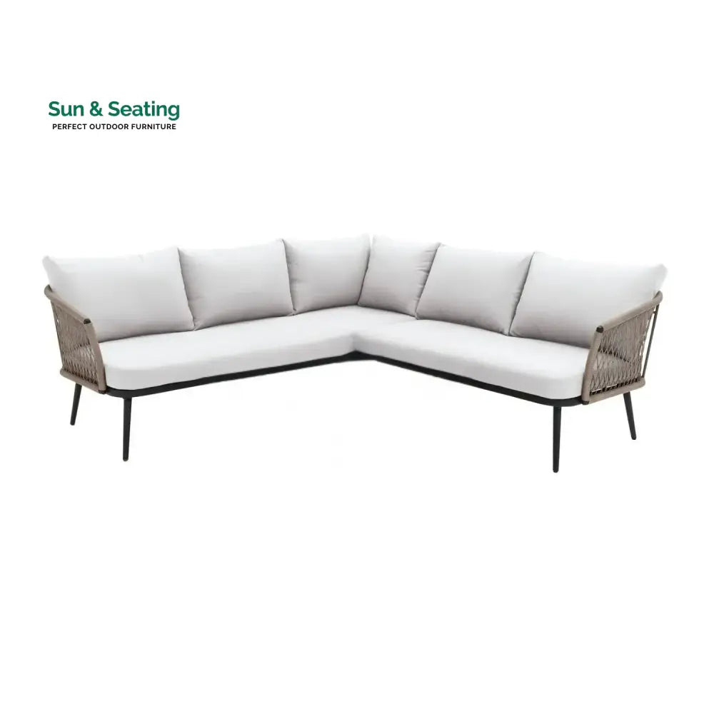 Genevieve Outdoor L-Shape All Weather Handwoven Rope Sofa Set Sofa Set
