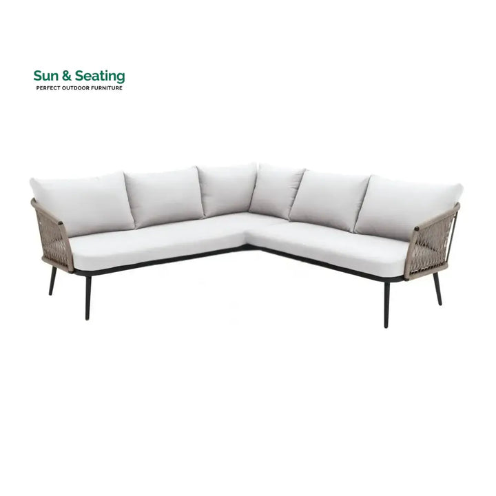 Genevieve Outdoor L-Shape All Weather Handwoven Rope Sofa Set Sofa Set