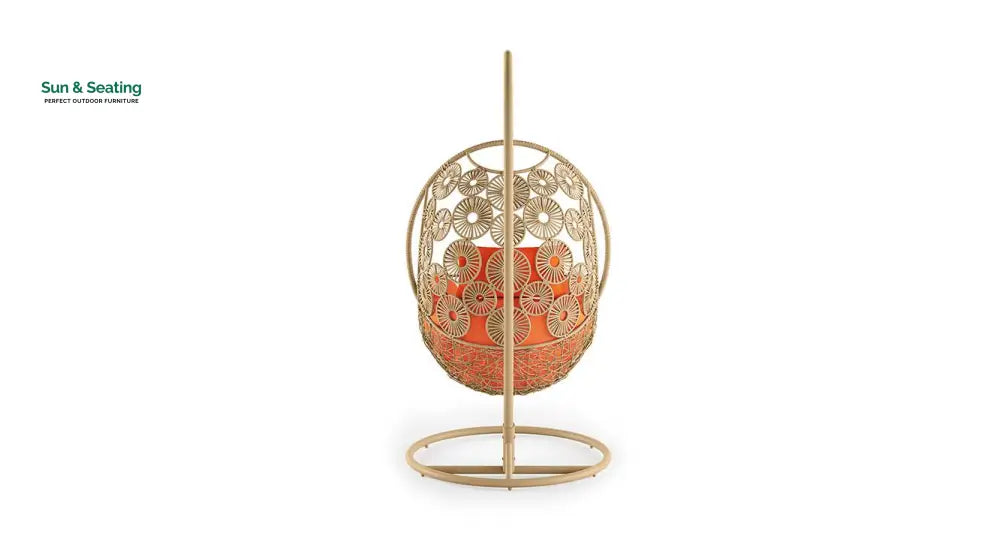 Genovese Single Seater Hanging Swing With Stand For Balcony Garden Swing (Cream) Swings