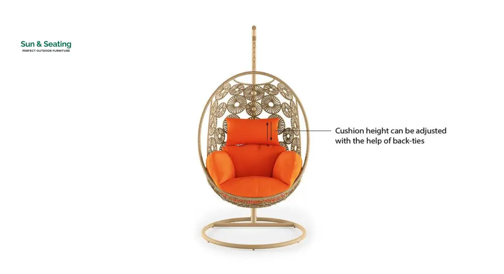 Genovese Single Seater Hanging Swing With Stand For Balcony Garden Swing (Cream) Swings