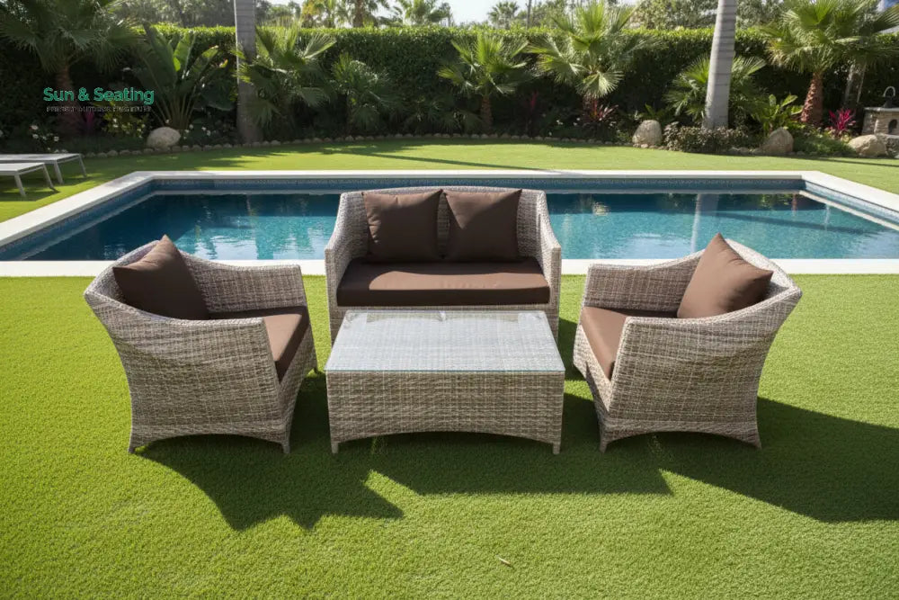 Gerardo Outdoor Sofa Set 2 Seater 2 Single seater 1 Center table (Seashell) Sofa Sets