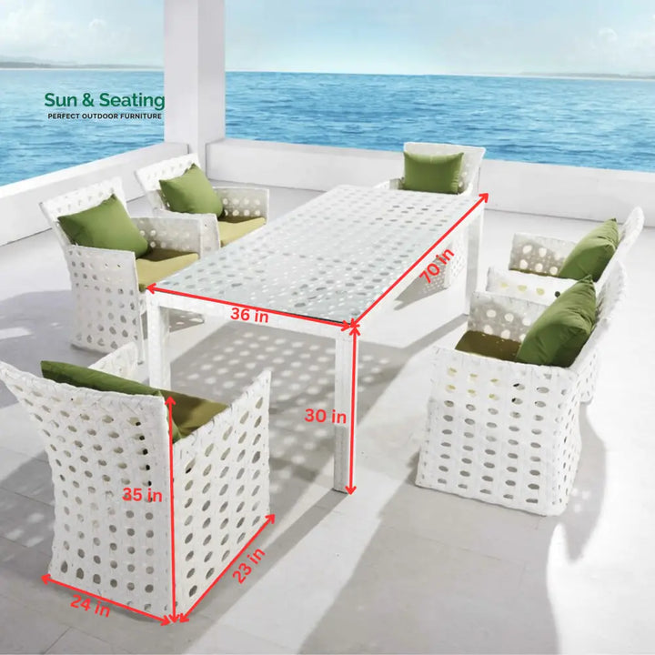 Germano Outdoor Patio Dining Set 6 Chairs and 1 Table (White) Dining sets