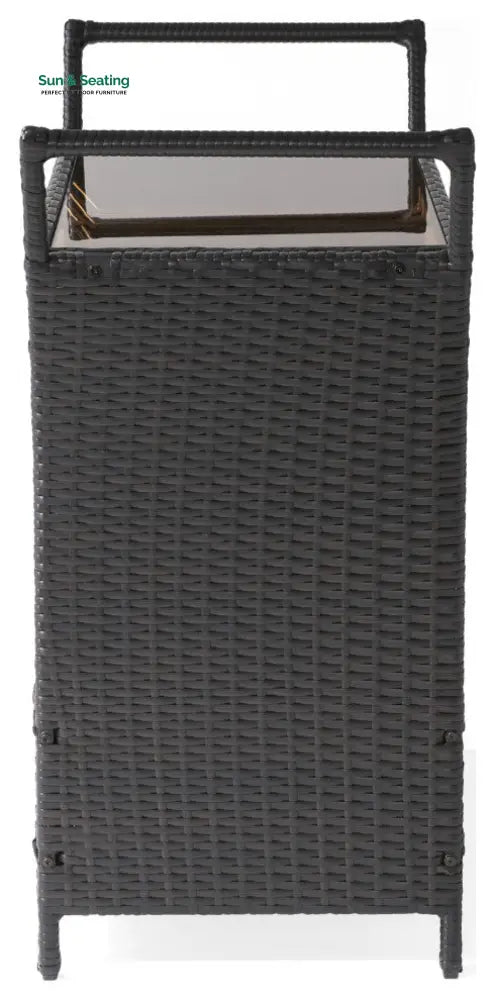 Gerrit Outdoor Patio Bar Serving Cart (Dark Brown) Wicker