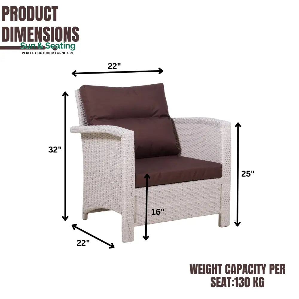Ghada Outdoor All-Weather Wicker Single Seater Sofa Sofa Set