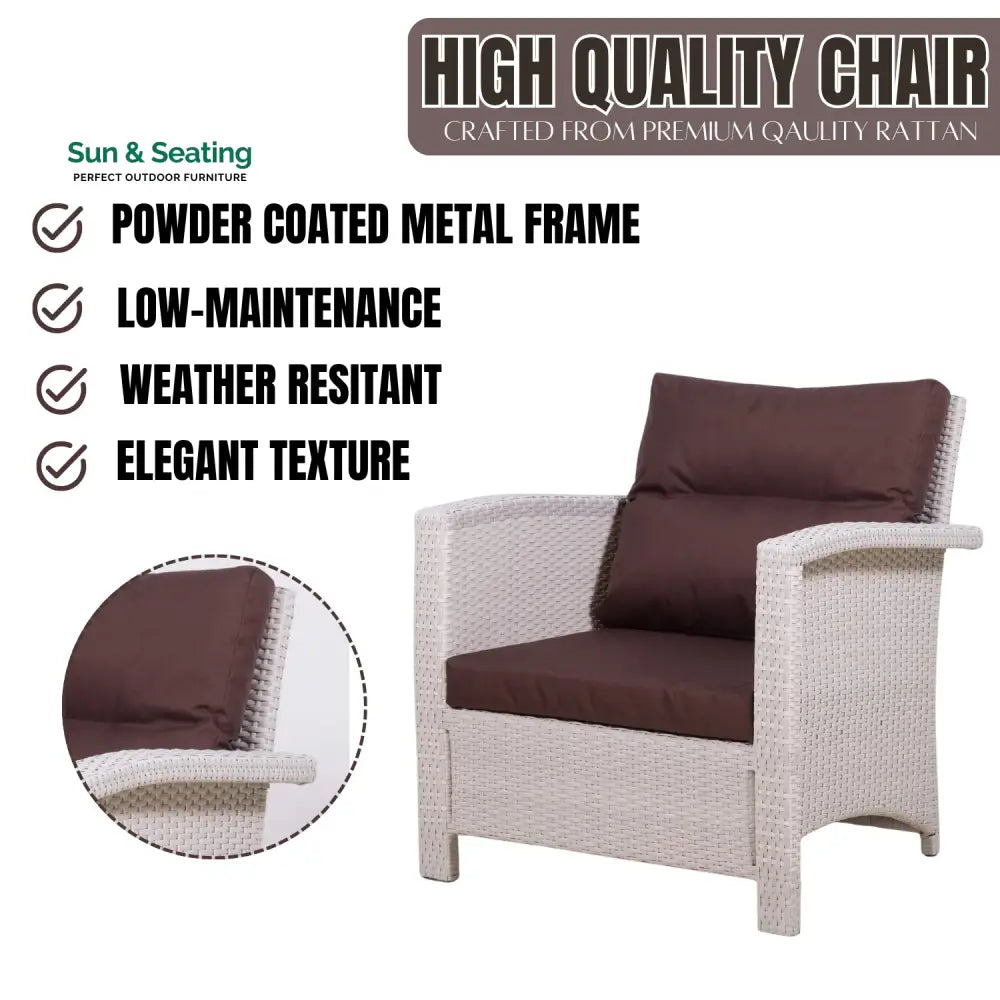 Ghada Outdoor All-Weather Wicker Single Seater Sofa Sofa Set