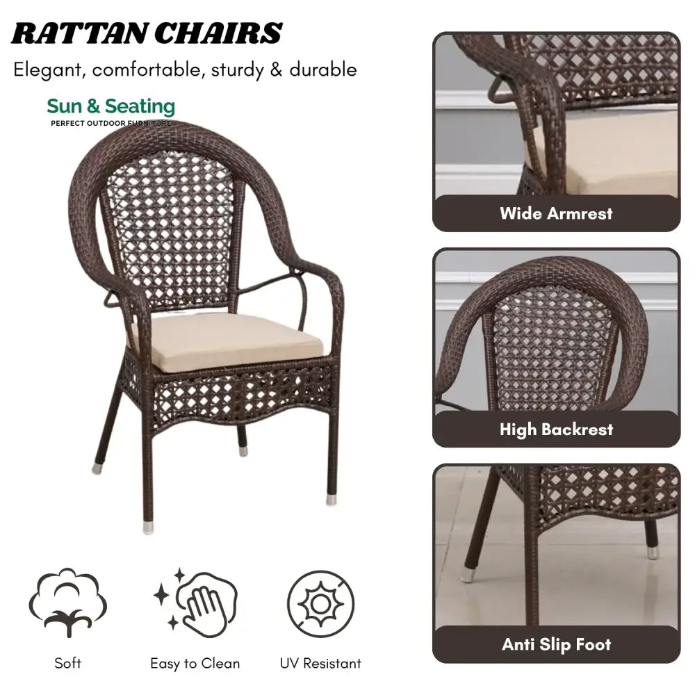 Ghazal Outdoor All-Weather Resistant Rattan Wicker 7-Piece Dining Set Dining Set