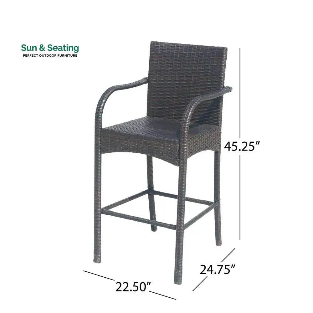 Gian Outdoor Patio Bar Chair 2 Chairs For Balcony (Brown) Bar Sets