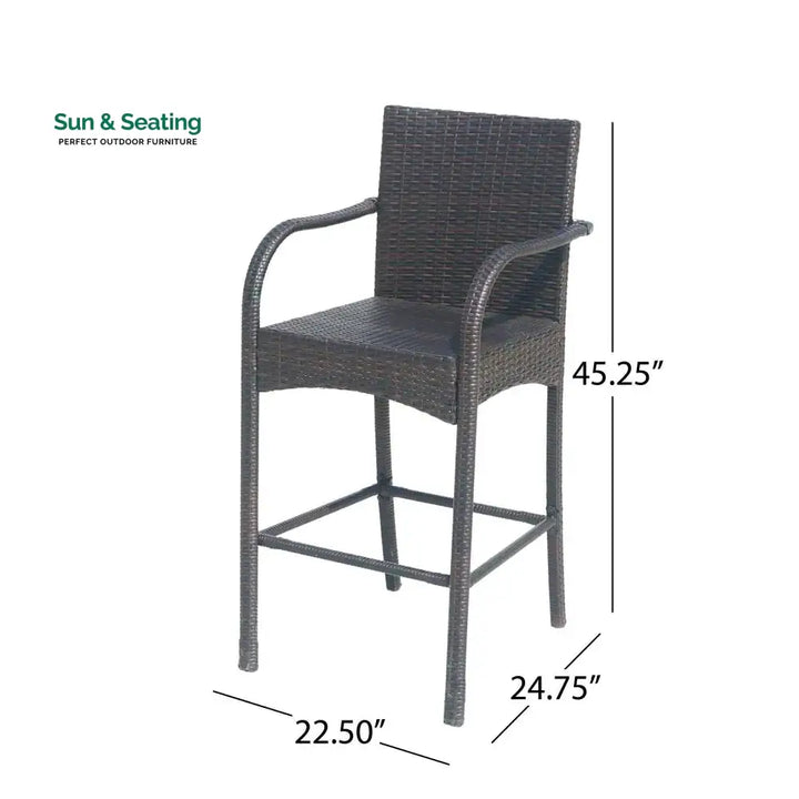 Gian Outdoor Patio Bar Chair 2 Chairs For Balcony (Brown) Bar Sets