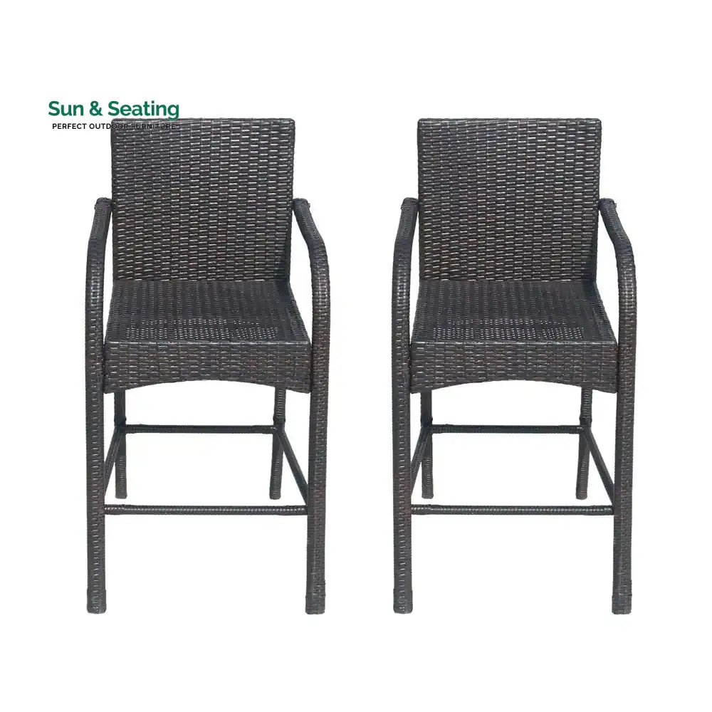 Gian Outdoor Patio Bar Chair 2 Chairs For Balcony (Brown) Bar Sets