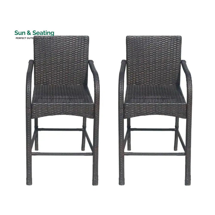 Gian Outdoor Patio Bar Chair 2 Chairs For Balcony (Brown) Bar Sets