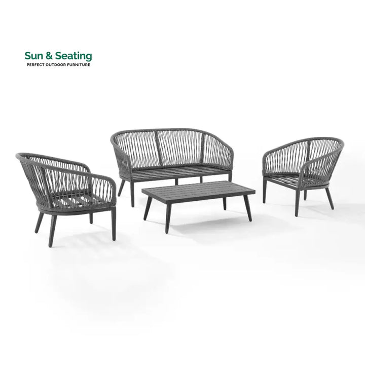 Gino Outdoor Sofa Set 2 Seater 2 Single seater and 1 Center Table (Dark Grey) Braided &amp; Rope Sofa Sets