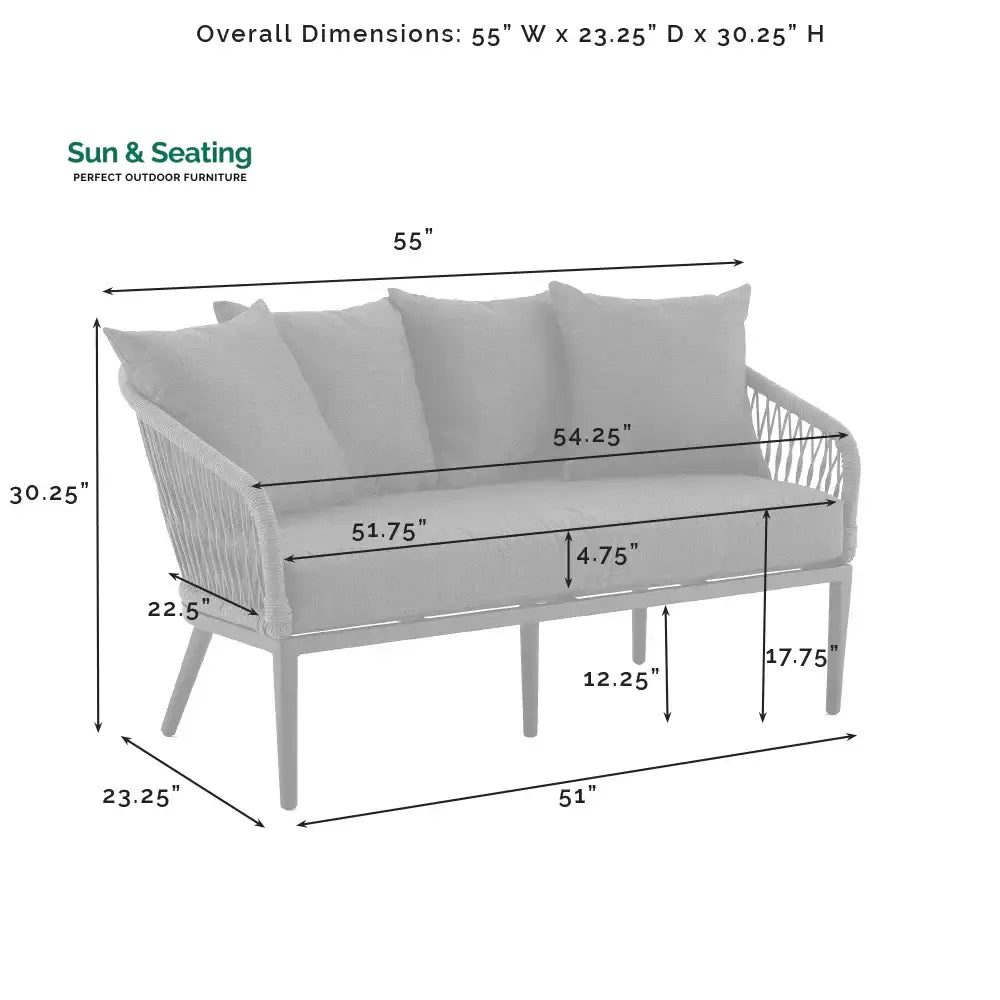 Gino Outdoor Sofa Set 2 Seater 2 Single seater and 1 Center Table (Dark Grey) Braided &amp; Rope Sofa Sets