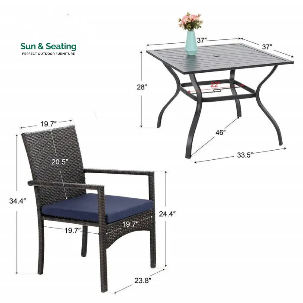 Giordano Outdoor Patio Dining Set 4 Chairs and 1 Table (Black) Dining sets
