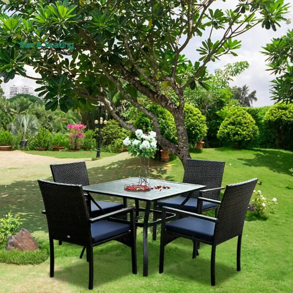 Giordano Outdoor Patio Dining Set 4 Chairs and 1 Table (Black) Dining sets