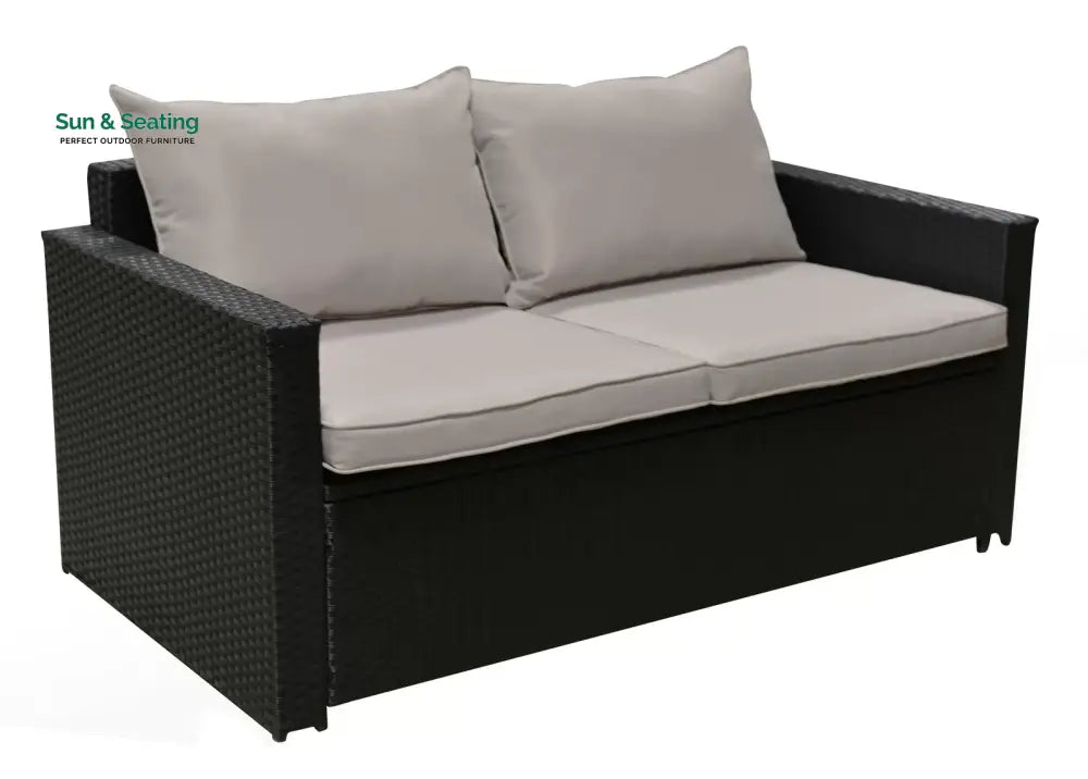 Girolamo Outdoor Sofa Set 2 Seater and 1 Center Table (Black + Beige) Sofa Sets