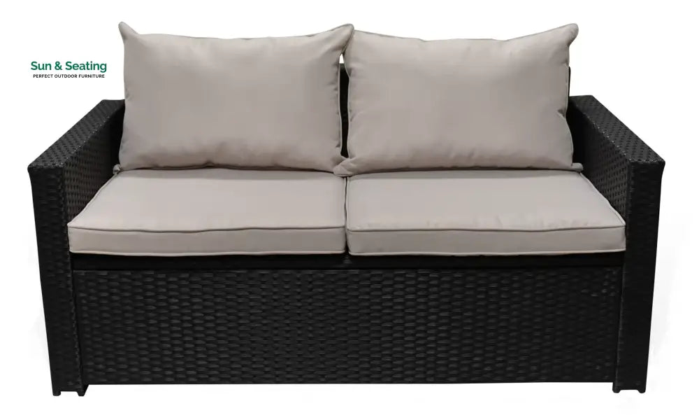 Girolamo Outdoor Sofa Set 2 Seater and 1 Center Table (Black + Beige) Sofa Sets