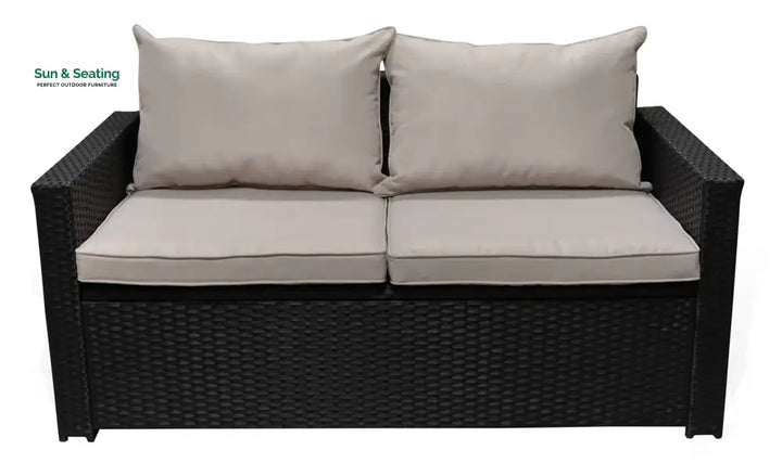 Girolamo Outdoor Sofa Set 2 Seater and 1 Center Table (Black + Beige) Sofa Sets