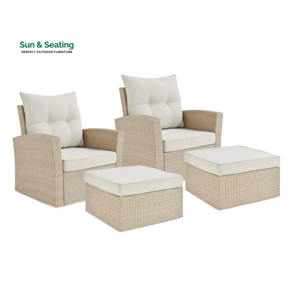 Gisla Outdoor Rattan Wicker 4-Piece Patio Sofa Set Patio Sofa Set