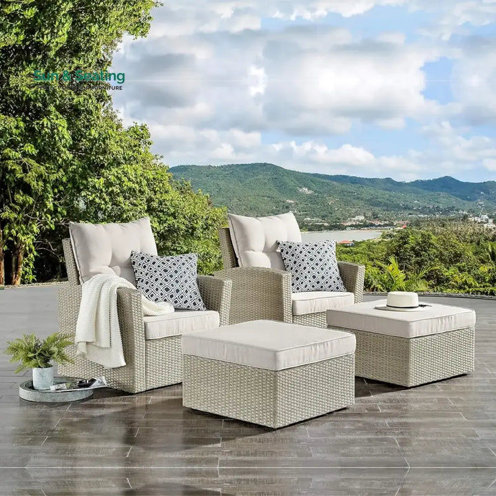 Gisla Outdoor Rattan Wicker 4-Piece Patio Sofa Set Patio Sofa Set