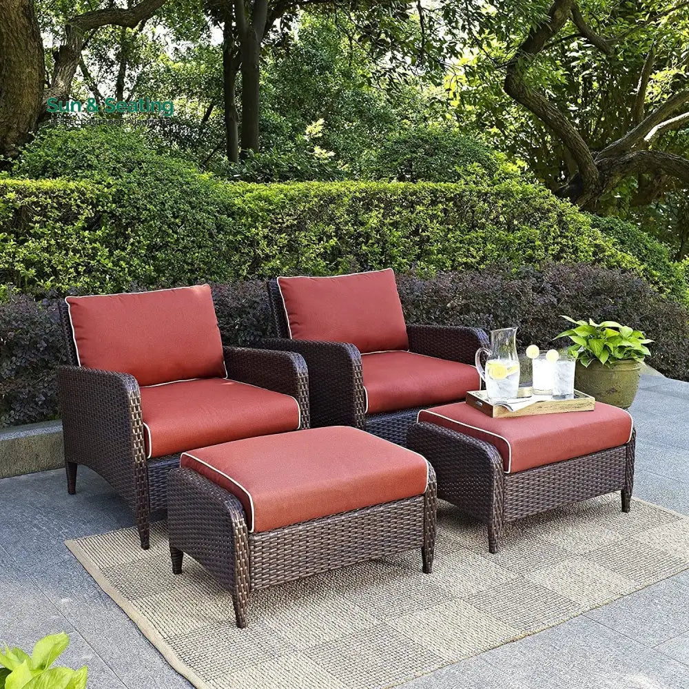 Gitali Outdoor 4 Piece Patio Wicker Furniture Set Patio Sofa Set