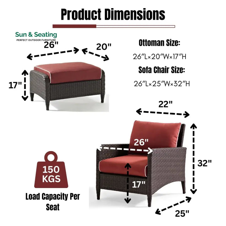Gitali Outdoor 4 Piece Patio Wicker Furniture Set Patio Sofa Set