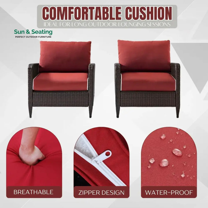Gitali Outdoor 4 Piece Patio Wicker Furniture Set Patio Sofa Set