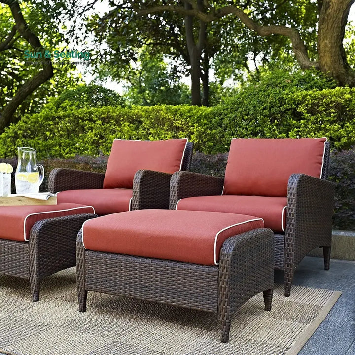 Gitali Outdoor 4 Piece Patio Wicker Furniture Set Patio Sofa Set