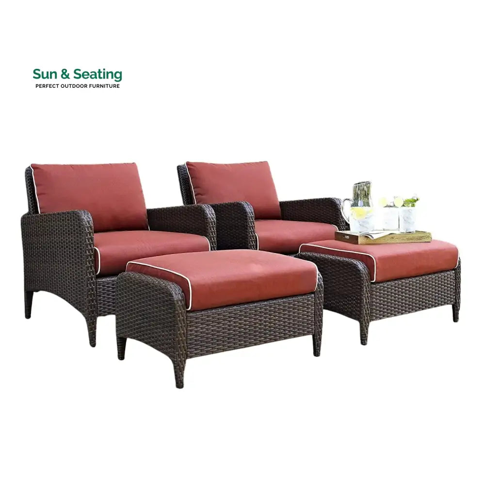 Gitali Outdoor 4 Piece Patio Wicker Furniture Set Patio Sofa Set