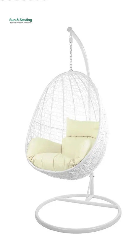Giulietta Single Seater Hanging Swing With Stand For Balcony Garden Swing (White) Cream Swings