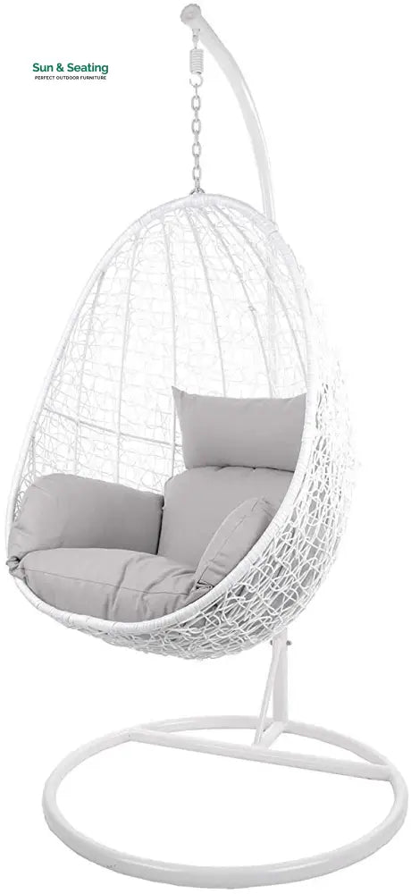 Giulietta Single Seater Hanging Swing With Stand For Balcony Garden Swing (White) Grey Swings