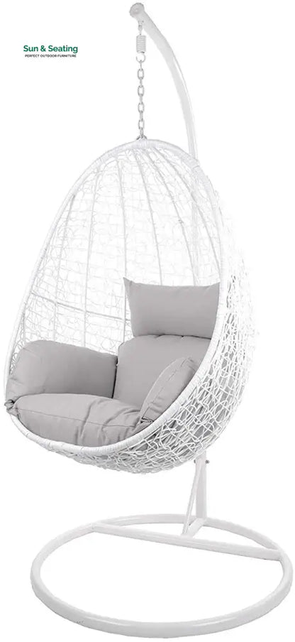 Giulietta Single Seater Hanging Swing With Stand For Balcony Garden Swing (White) Grey Swings