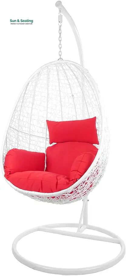 Giulietta Single Seater Hanging Swing With Stand For Balcony Garden Swing (White) Red Swings