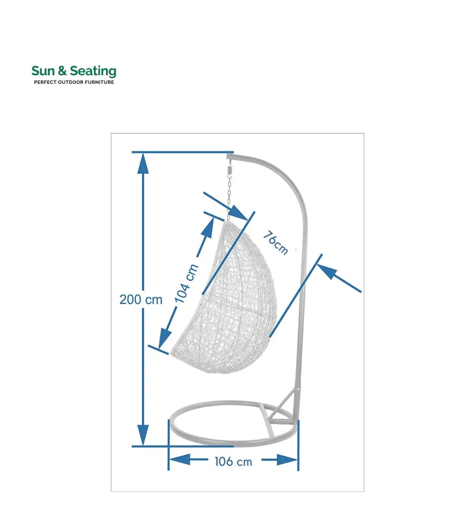 Giulietta Single Seater Hanging Swing With Stand For Balcony Garden Swing (White) Swings