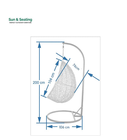 Giulietta Single Seater Hanging Swing With Stand For Balcony Garden Swing (White) Swings